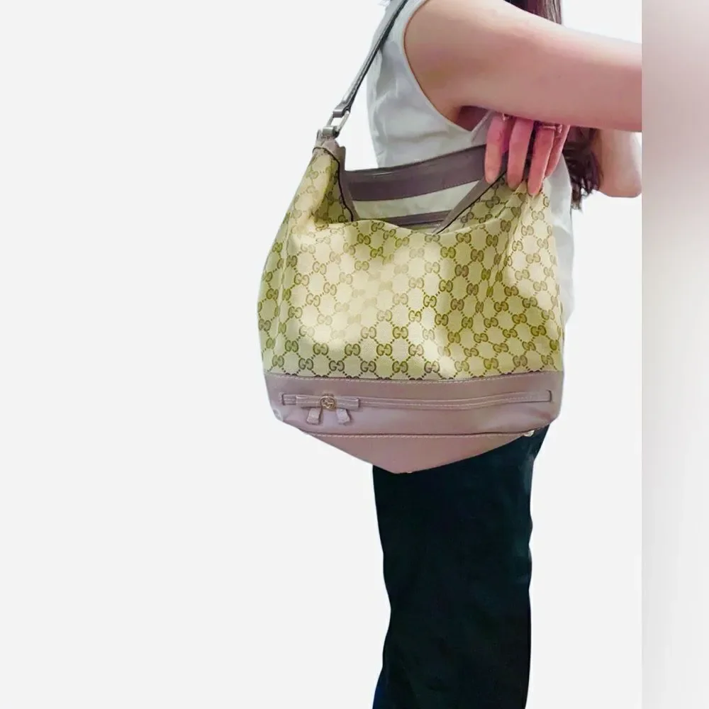 Gucci Mayfair lavender leather gg canvas hobo